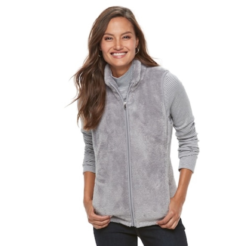 Croft & Barrow Faux-fur Fleece Vest - size XS